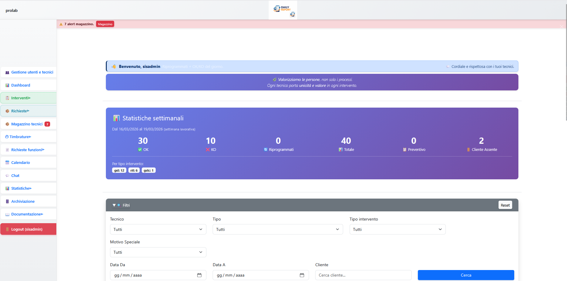 Portale - dashboard